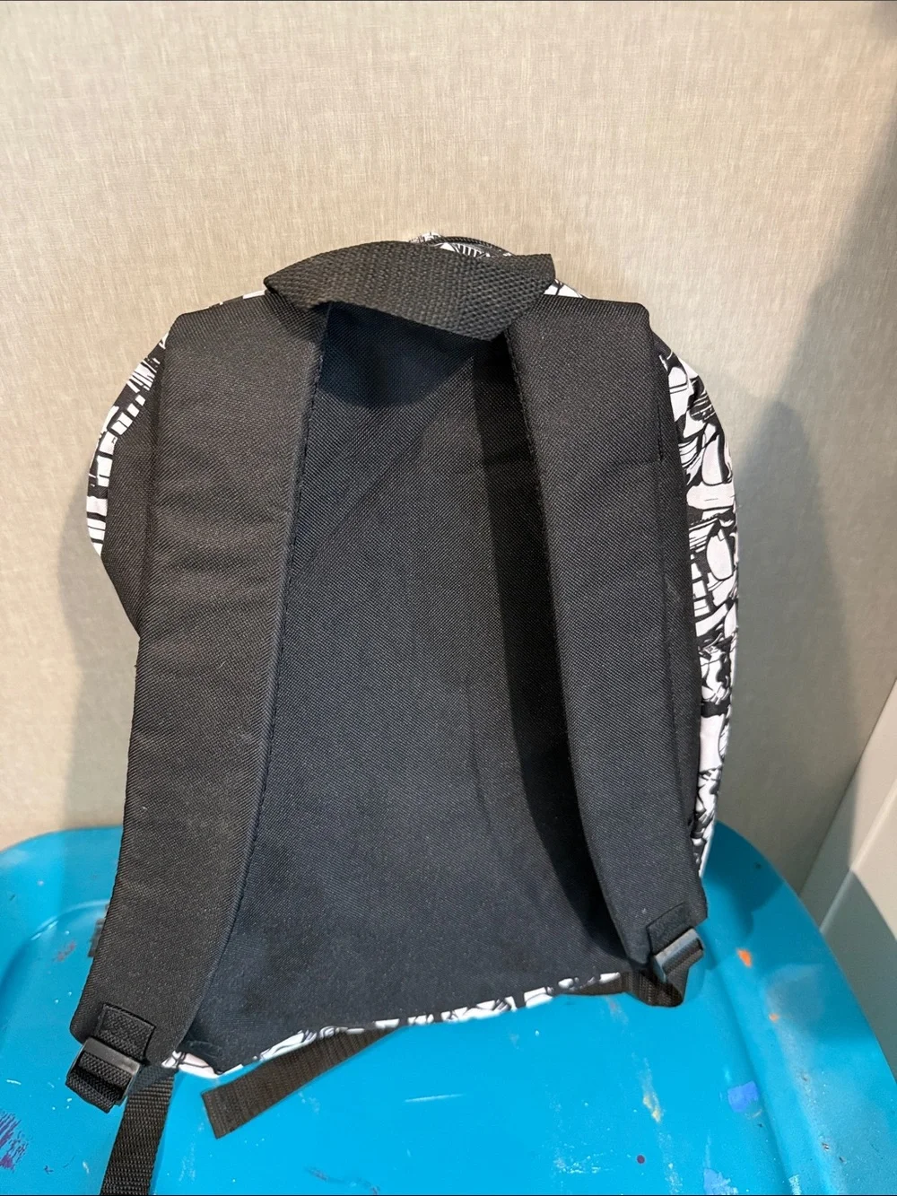 Black Backpack with White Graphic Side Panels